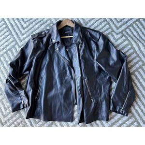 ELOQUII plus size black faux leather moto jacket SIZE 26-28